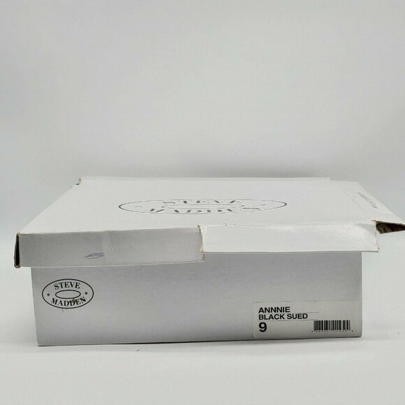 Steve Madden Annnie Womens Suede Wedge Heel Leather Black Ankle Boots Size 9‎ - Picture 9 of 9